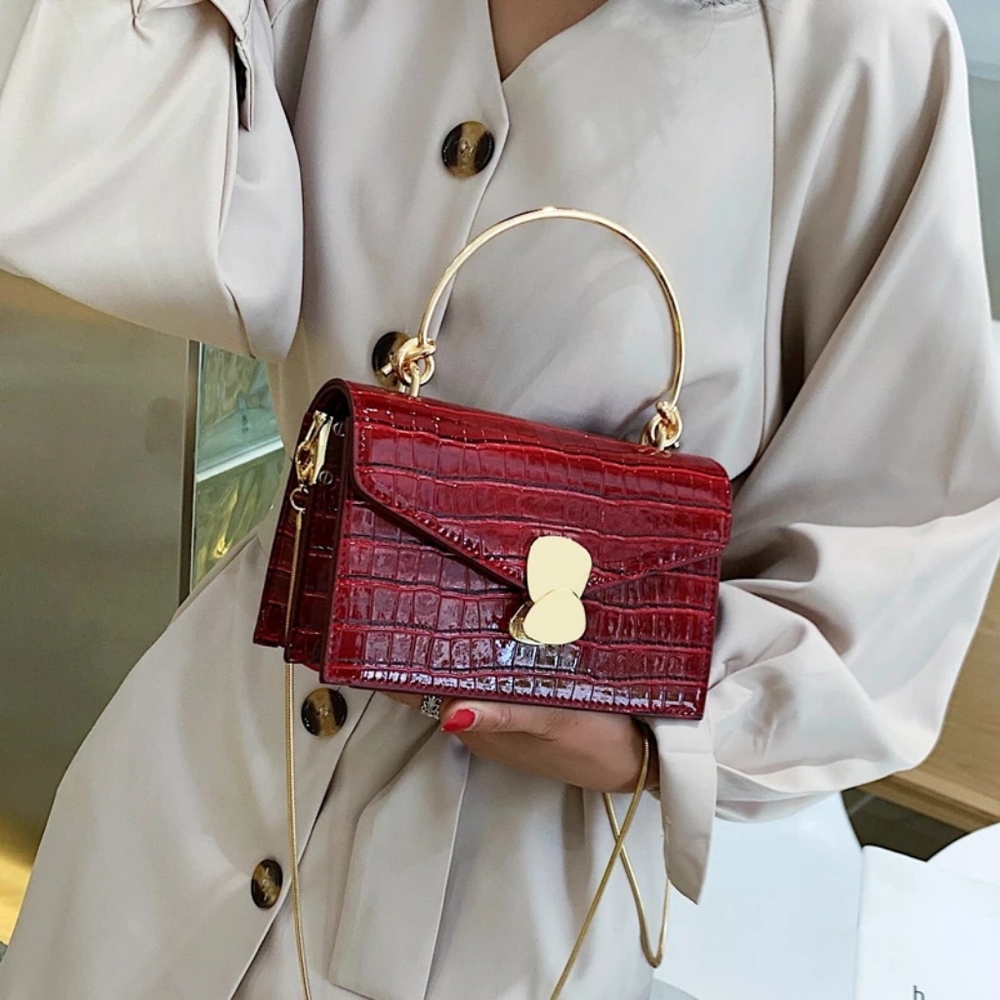 Stone Pattern PU leather Crossbody Bag